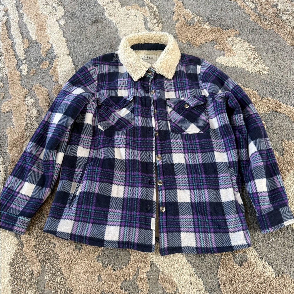 Plaid Sherpa-Lined Jacket Size Large